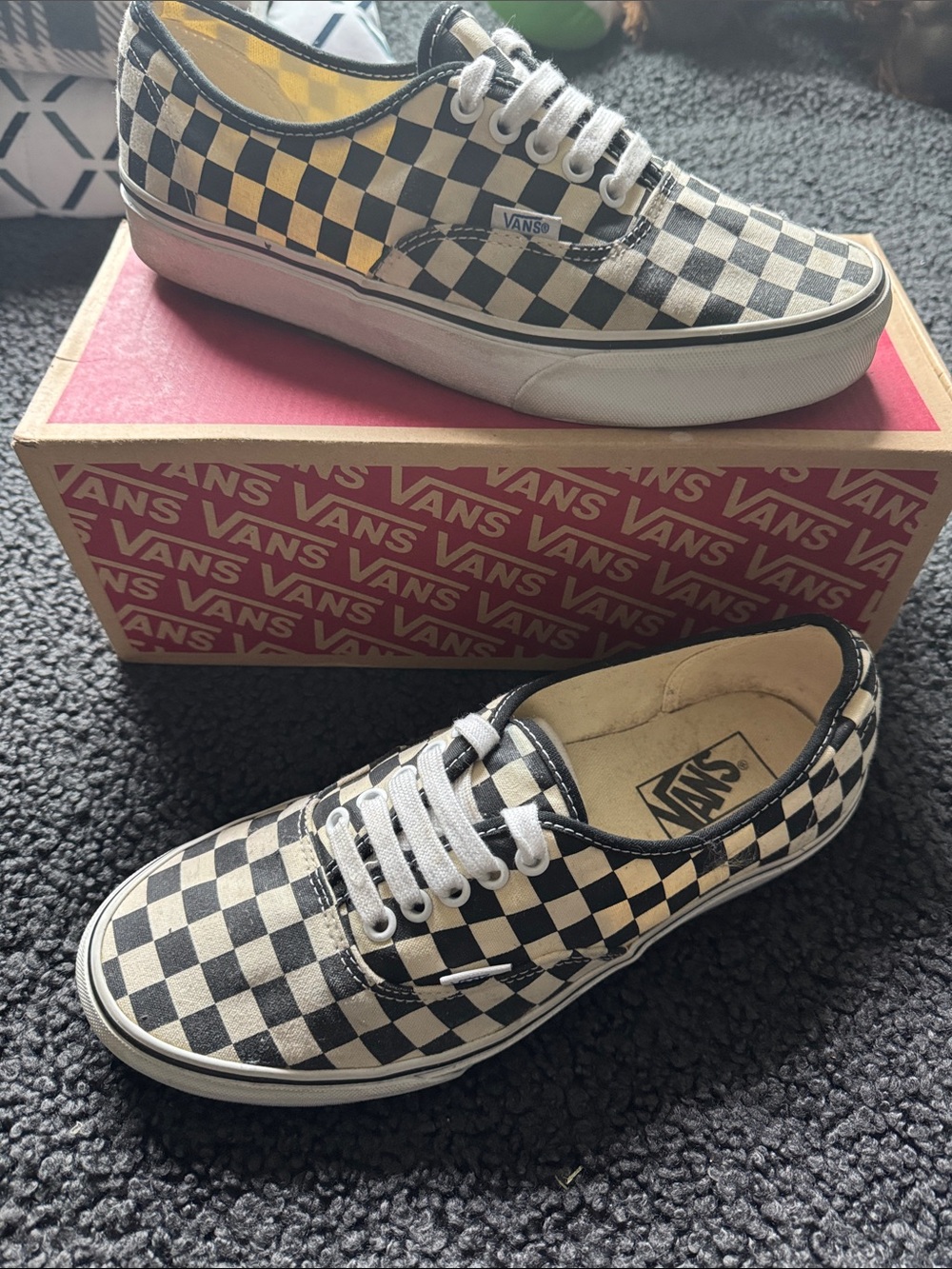 Vans Checkerboard Lace-Up Sneakers - Black & Cream